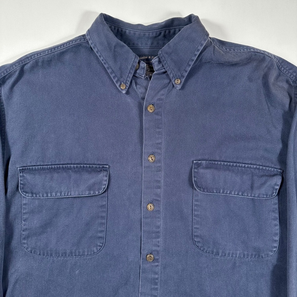 Abercrombie & Fitch Button Down Shirt Mens Large Long Sleeve Twill Navy Blue